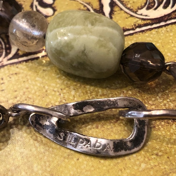 Vintage Silpada Smoky Quartz Citrine Jade Sterling Silver Link Necklace N1218 - Picture 3 of 12
